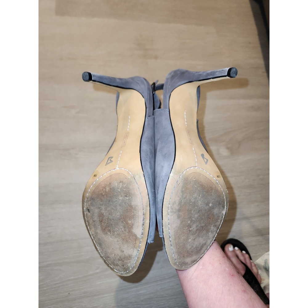 Vince Camuto Cantina Grey Suede Peep Toe Slingback Stiletto Heels 10M Luxury - Picture 8 of 9